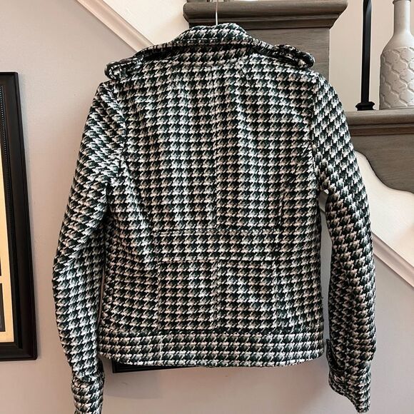 Jou Jou Green & Black Houndstooth Y2K Military Style Jacket sz M - Picture 6 of 8